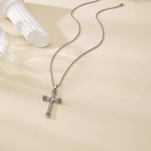 Tibetan Style Sweater Chain Necklace, Cross, gold color plated, fashion jewelry, silver color, Sold By PC