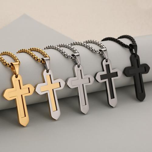Stainless Steel Cross Pendants, 304 Stainless Steel, plated, Double Layer & DIY, more colors for choice, Sold By PC