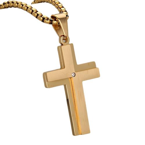 Stainless Steel Cross Pendants, 304 Stainless Steel, plated, Double Layer & DIY & with rhinestone, more colors for choice, Sold By PC