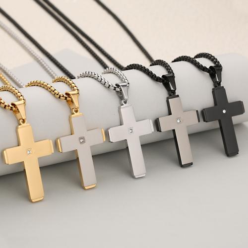 Stainless Steel Cross Pendants, 304 Stainless Steel, plated, DIY & with rhinestone, more colors for choice, Sold By PC