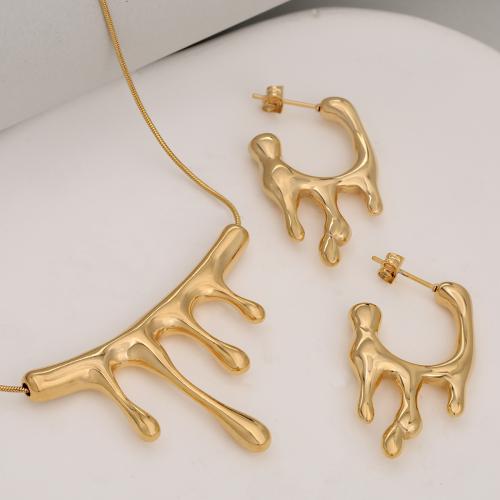 Fashion Stainless Steel Jewelry Sets, Stud Earring & necklace, 304 Stainless Steel, plated, 2 pieces & fashion jewelry & for woman, more colors for choice, Sold By Set