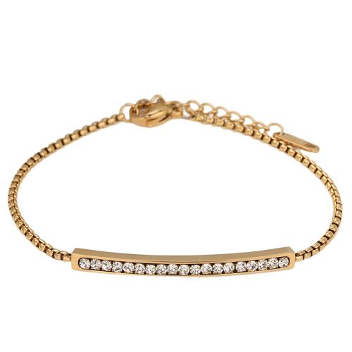 Stainless Steel Jewelry Bracelet, 304 Stainless Steel, plated, fashion jewelry & Unisex & with rhinestone, more colors for choice, Sold By PC