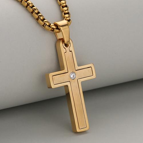 Stainless Steel Cross Pendants, 304 Stainless Steel, plated, DIY & with rhinestone, more colors for choice, Sold By PC