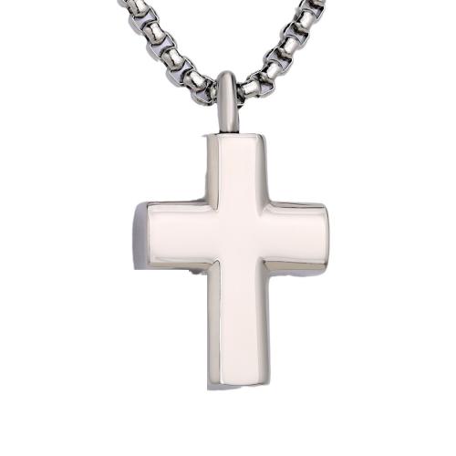 304 Stainless Steel Cinerary Casket Pendant, Cross, plated, DIY, original color, Sold By PC