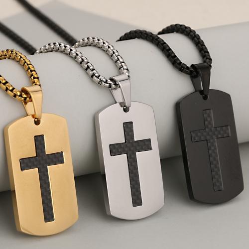 Stainless Steel Cross Pendants, 304 Stainless Steel, with Carbon Fibre, plated, DIY, more colors for choice, Sold By PC
