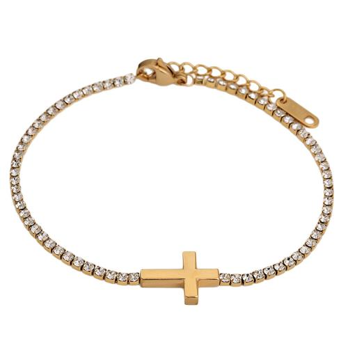 Stainless Steel Jewelry Bracelet, 304 Stainless Steel, plated, fashion jewelry & for woman & with rhinestone, more colors for choice, Sold By PC