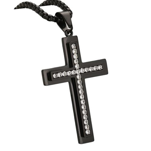 Stainless Steel Cross Pendants, 304 Stainless Steel, plated, DIY & with rhinestone, more colors for choice, Sold By PC