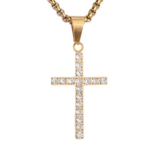 Stainless Steel Cross Pendants, 304 Stainless Steel, plated, DIY & with rhinestone, more colors for choice, Sold By PC