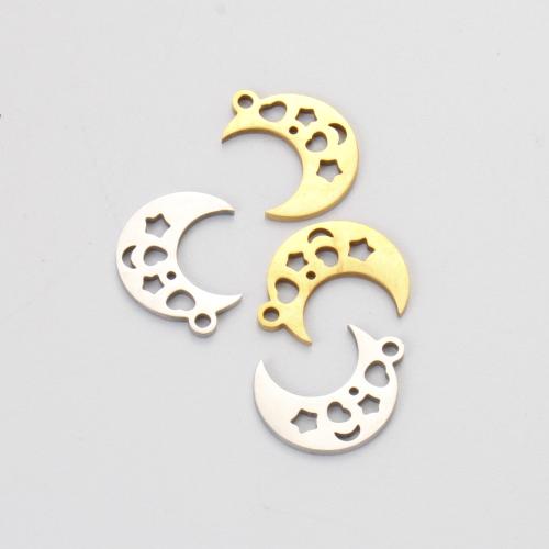 Ювелирные подвески из нержавеющей стали, Нержавеющая сталь 304, Луна, Другое покрытие, DIY, Много цветов для выбора, 13x10x1mm, продается PC