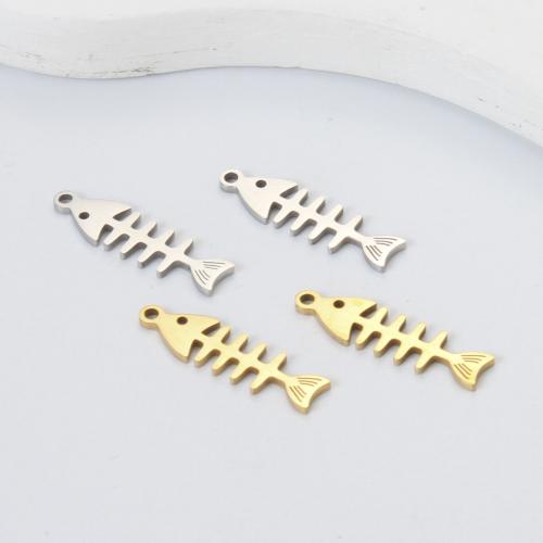 Stainless Steel Pendants, 304 Stainless Steel, Fish Bone, plated, DIY, more colors for choice, 19x5x1mm, Sold By PC