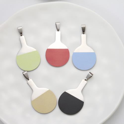 Colgantes de Acero Inoxidable, acero inoxidable 304, Raqueta de tenis de mesa, chapado, Bricolaje, más colores para la opción, 25x50x15mm, Vendido por UD