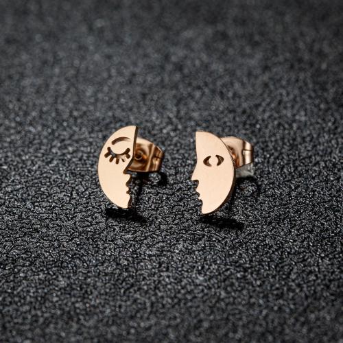 Stainless Steel Stud Earrings, 304 Stainless Steel, Face, plated, fashion jewelry, more colors for choice, 12PCs/Bag, Sold By Bag