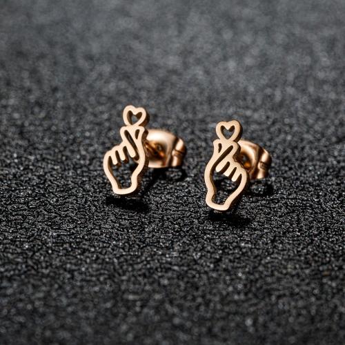 Stainless Steel Stud Earrings, 304 Stainless Steel, Hand, plated, fashion jewelry, more colors for choice, 12Pairs/Bag, Sold By Bag