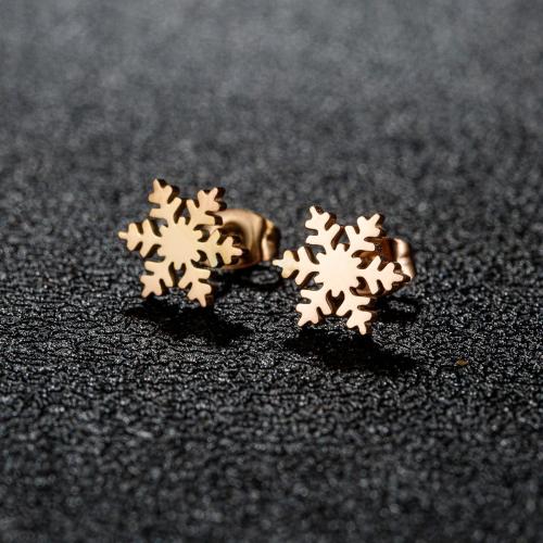 Stainless Steel Stud Earrings, 304 Stainless Steel, Snowflake, plated, fashion jewelry, more colors for choice, 12Pairs/Bag, Sold By Bag
