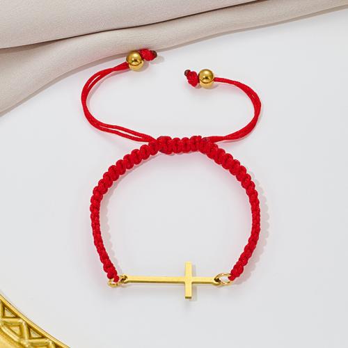 Fashion Bracelet & Bangle Jewelry, 304 Stainless Steel, with Knot Cord, Cross, plated, fashion jewelry, more colors for choice, Sold By PC