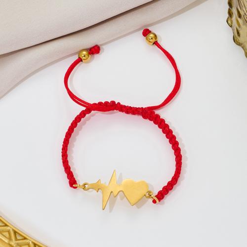 Fashion Bracelet & Bangle Jewelry, 304 Stainless Steel, with Knot Cord, Heart, plated, fashion jewelry, more colors for choice, Sold By PC
