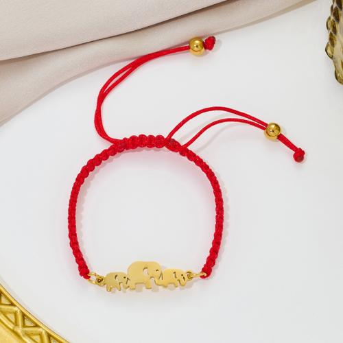 Mode Armband, 304 Edelstahl, mit Knotenschnur, Elephant, plattiert, Modeschmuck, keine, verkauft von PC