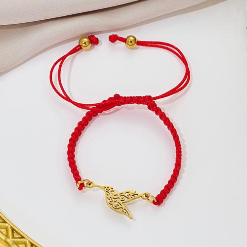 Mode Armband, 304 Edelstahl, mit Knotenschnur, Vogel, plattiert, Modeschmuck, keine, verkauft von PC