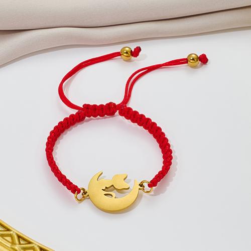 Pulseras de Moda, acero inoxidable 304, con Cordón de nudo, Luna, chapado, Joyería, más colores para la opción, Vendido por UD
