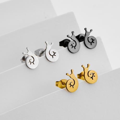 Stainless Steel Stud Earrings, 304 Stainless Steel, Snail, plated, fashion jewelry, more colors for choice, 12Pairs/Bag, Sold By Bag