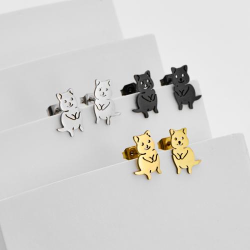 Stainless Steel Stud Earrings, 304 Stainless Steel, Animal, plated, fashion jewelry, more colors for choice, 12Pairs/Bag, Sold By Bag