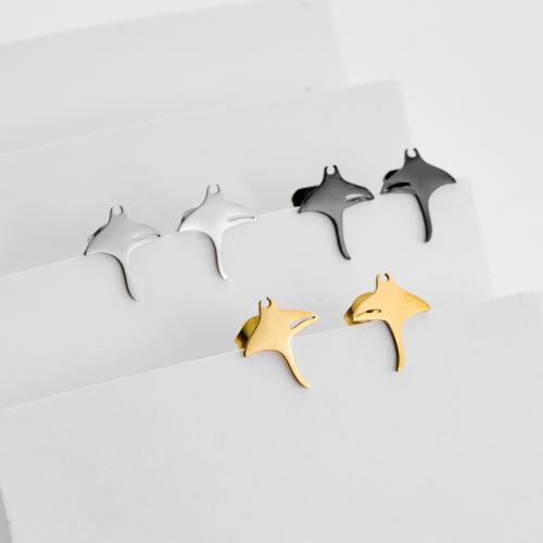 Stainless Steel Stud Earrings, 304 Stainless Steel, Animal, plated, fashion jewelry, more colors for choice, 12Pairs/Bag, Sold By Bag