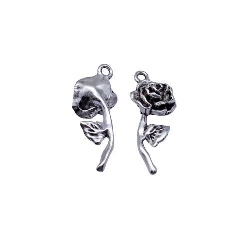 Tibetan Style Flower Pendants, Rose, plated, DIY, 10PCs/Bag, Sold By Bag