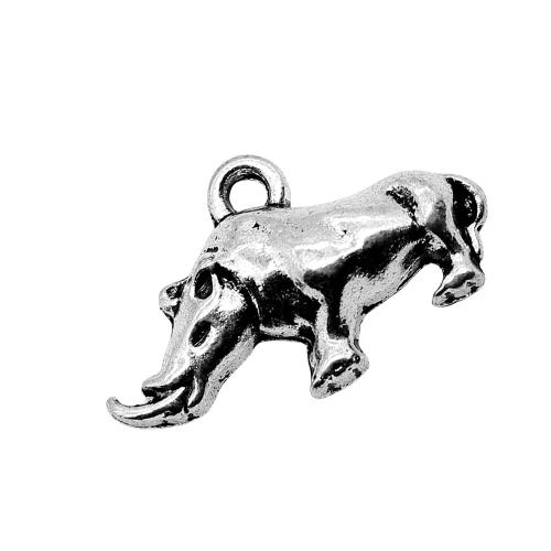 Tibetan Style Animal Pendants, Rhinoceros, plated, DIY, 10PCs/Bag, Sold By Bag
