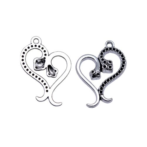 Tibetan Style Heart Pendants, plated, DIY, 10PCs/Bag, Sold By Bag