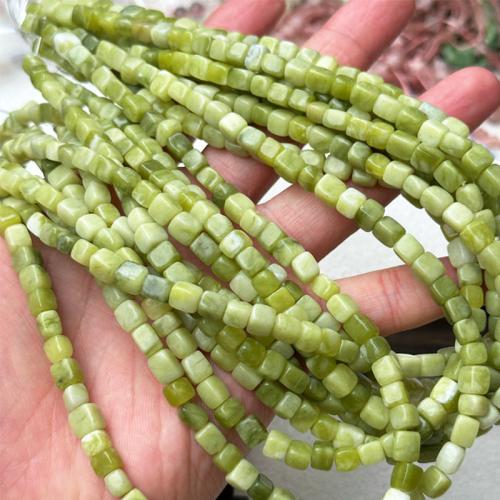 Natural Jade Beads, Southern Jade, Square, polished, DIY, olive green, beads size 5-6mm, Sold Per Approx 38 cm Strand