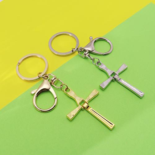 Bag Purse Charms Keyrings Keychains, Tibetan Style, Cross, gold color plated, fashion jewelry, more colors for choice, Sold By PC