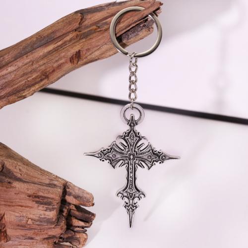 Bag Purse Charms Keyrings Keychains, Tibetan Style, Cross, gold color plated, fashion jewelry, silver color, Sold By PC