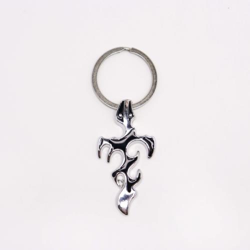 Bag Purse Charms Keyrings Keychains, Tibetan Style, Cross, gold color plated, fashion jewelry & enamel, black, Sold By PC