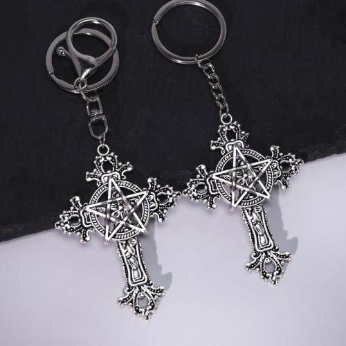 Bag Purse Charms Keyrings Keychains, Tibetan Style, Cross, gold color plated, fashion jewelry, silver color, Sold By PC