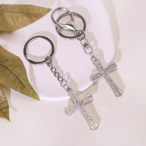 Bag Purse Charms Keyrings Keychains, Tibetan Style, Cross, gold color plated, fashion jewelry & with rhinestone, more colors for choice, Sold By PC