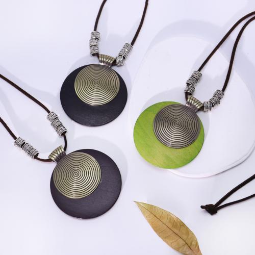 Wood Necklace, with Tibetan Style, gold color plated, fashion jewelry, more colors for choice, Sold By PC