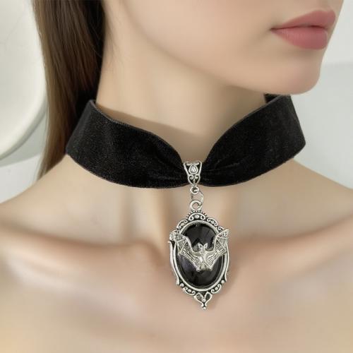 Gargantilla de terciopelo, aleación de zinc, con Piedra preciosa sintética, chapado en color dorado, Joyería, más colores para la opción, Vendido por UD