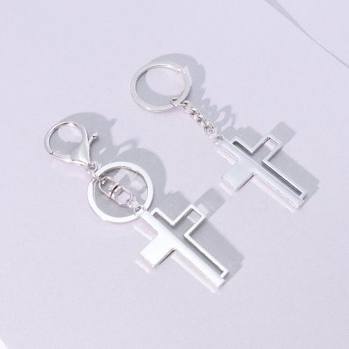 Bag Purse Charms Keyrings Keychains, Tibetan Style, Cross, gold color plated, fashion jewelry, silver color, Sold By PC