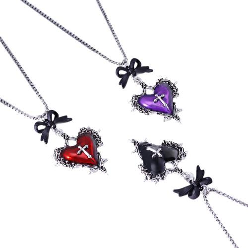 Tibetan Style Jewelry Sets, earring & necklace, Heart, gold color plated, fashion jewelry & enamel, more colors for choice, Sold By Set