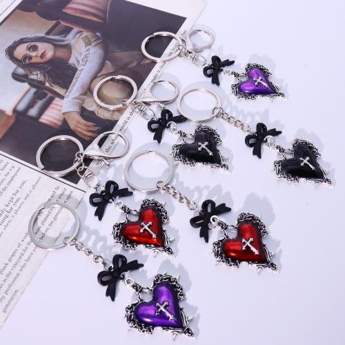 Bag Purse Charms Keyrings Keychains, Tibetan Style, Heart, gold color plated, fashion jewelry & enamel, more colors for choice, Sold By PC