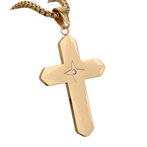 Stainless Steel Cross Pendants, 304 Stainless Steel, plated, DIY & 3D effect & micro pave cubic zirconia, more colors for choice, Sold By PC