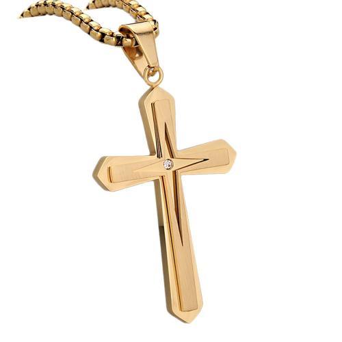 Stainless Steel Cross Pendants, 304 Stainless Steel, plated, Double Layer & DIY & with rhinestone, more colors for choice, Sold By PC