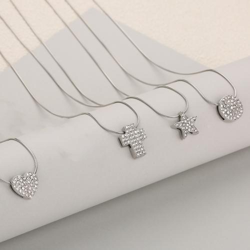 Stainless Steel Jewelry Necklace, 304 Stainless Steel, plated, Unisex & different styles for choice & with rhinestone, more colors for choice, Sold By PC