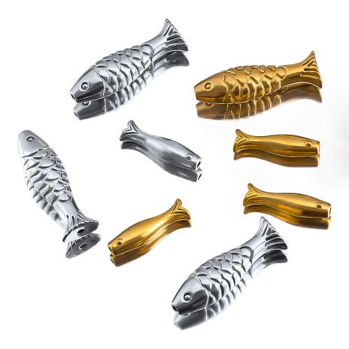 Stainless Steel Beads, 304 Stainless Steel, Fish, plated, DIY & different styles for choice, more colors for choice, 2PCs/Bag, Sold By Bag