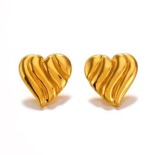 Stainless Steel Stud Earrings, 304 Stainless Steel, Heart, plated, fashion jewelry & for woman, more colors for choice, Sold By Pair
