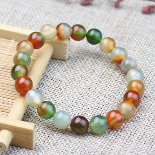 Joyería pulsera de ágata, Ágata malaquita, color mixto, longitud:19 cm, Vendido por UD