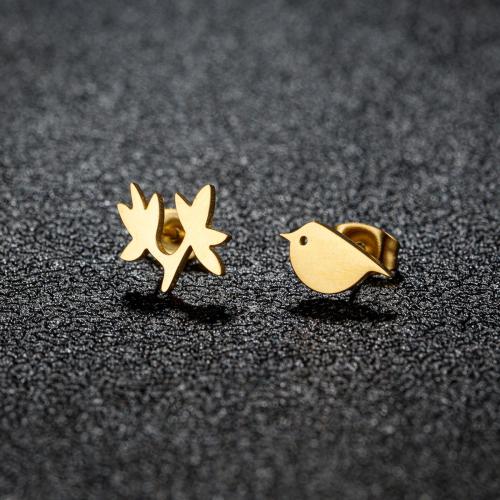 Stainless Steel Stud Earrings, 304 Stainless Steel, plated, fashion jewelry, more colors for choice, 12PCs/Bag, Sold By Bag