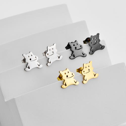 Stainless Steel Stud Earrings, 304 Stainless Steel, Animal, plated, fashion jewelry, more colors for choice, 12Pairs/Bag, Sold By Bag
