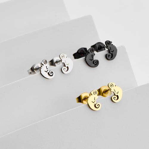Stainless Steel Stud Earrings, 304 Stainless Steel, Lizard, plated, fashion jewelry, more colors for choice, 12Pairs/Bag, Sold By Bag