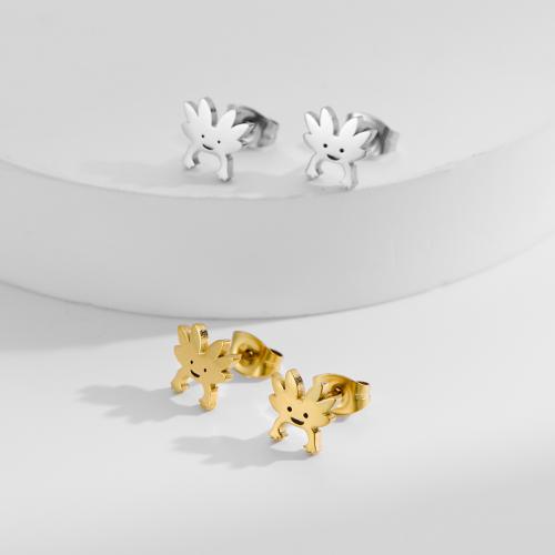 Stainless Steel Stud Earrings, 304 Stainless Steel, Spirit, plated, fashion jewelry, more colors for choice, 12Pairs/Bag, Sold By Bag